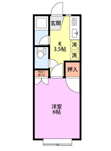 ジュネパレス(1K/2階)の間取り写真