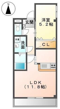 プリズムガーデン(1LDK/1階)の間取り写真