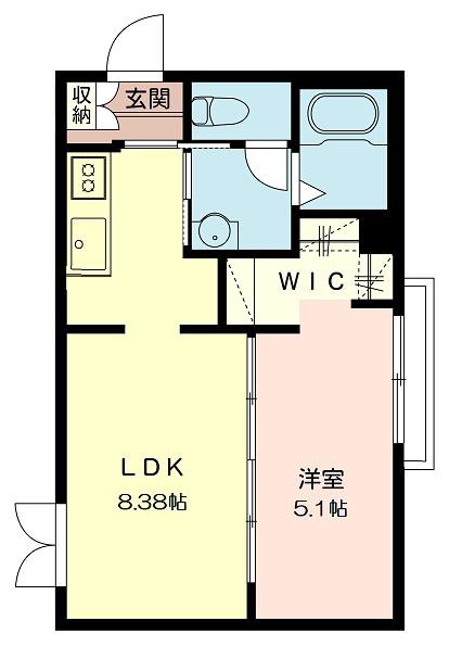 ハイツ高松(1LDK/2階)の間取り写真