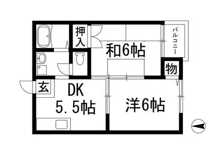 メゾンドピュア(2DK/2階)の間取り写真