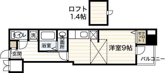 エクセリア小町(ワンルーム/2階)の間取り写真