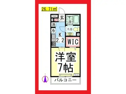 DLベルソス高倉B(1K/3階)の間取り写真