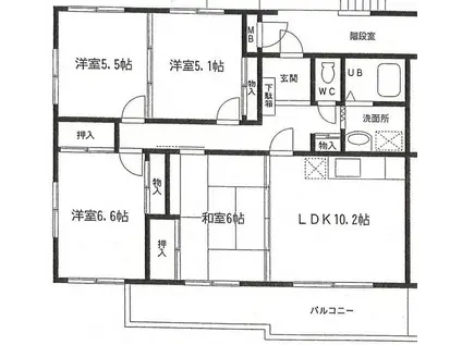 岩田マンション(4LDK/1階)の間取り写真