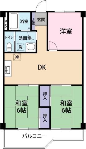 ベルグランド白亜(3DK/4階)の間取り写真