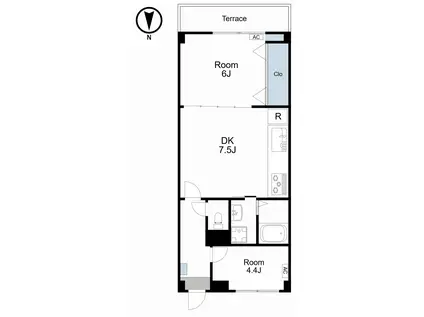 新しく生まれ変わる2DK内見可能ハイツ塩崎(2LDK/1階)の間取り写真