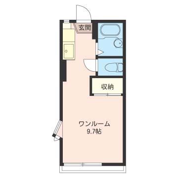 カトレア B棟(ワンルーム/2階)の間取り写真
