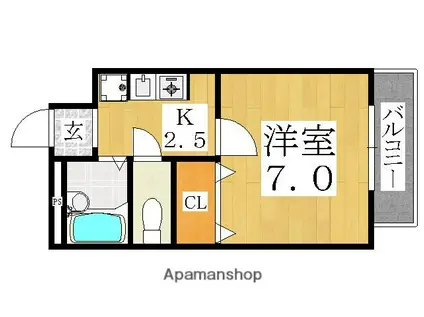 プランドール長居(1K/6階)の間取り写真