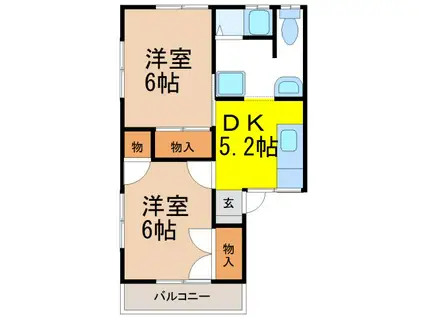 三陽荘(2DK/2階)の間取り写真