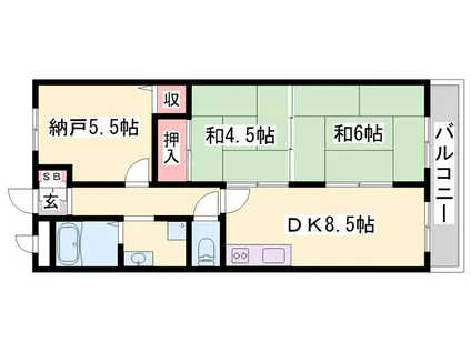 ベルトピア東加古川(3DK/3階)の間取り写真