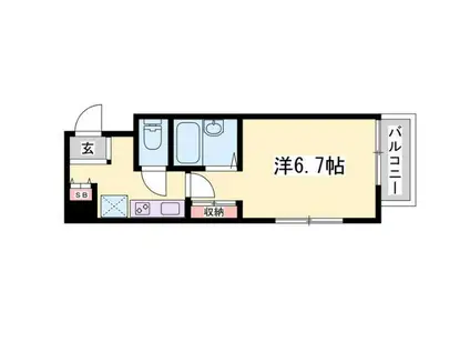 ジュネス姫路II(1K/7階)の間取り写真