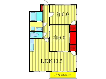 第1パークマンション西原(2LDK/2階)の間取り写真