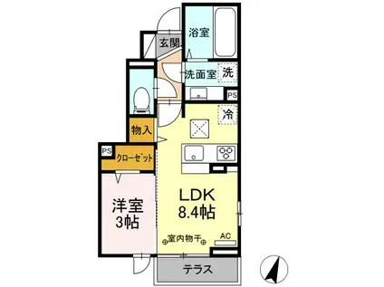 サフィール富士見台(1LDK/1階)の間取り写真