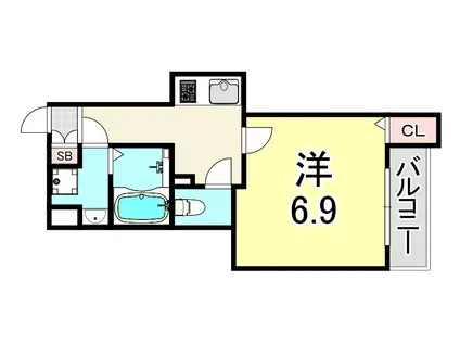 MIRAGE 武庫川(1K/2階)の間取り写真