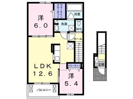 ノバ・レジデンスA(2LDK/2階)の間取り写真
