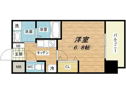 レジュールアッシュ玉造(1K/4階)の間取り写真