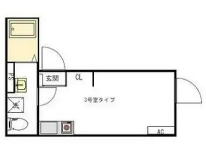クレサージュ西新井(ワンルーム/1階)の間取り写真