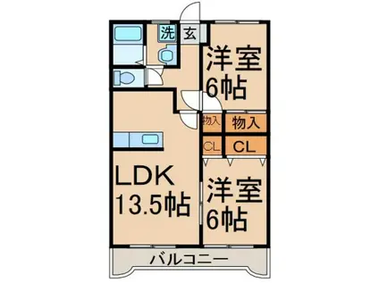 ハイツ多摩(2LDK/1階)の間取り写真