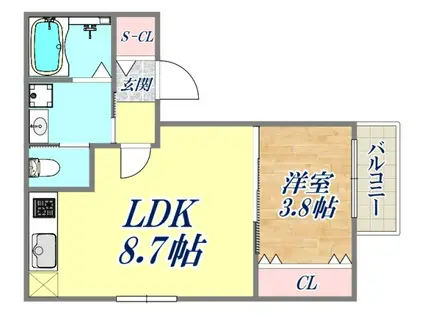 LA VITA 出来島(1LDK/3階)の間取り写真