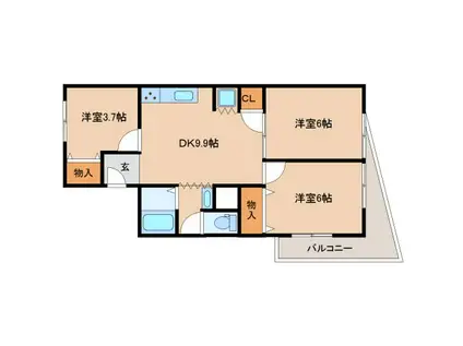 トミオプラザ(3DK/5階)の間取り写真