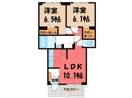 ピュアメゾン シエロ(2LDK/1階)の間取り写真