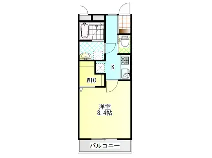 パレット39 B棟(1K/1階)の間取り写真