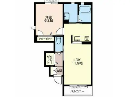 グランメールA(1LDK/1階)の間取り写真