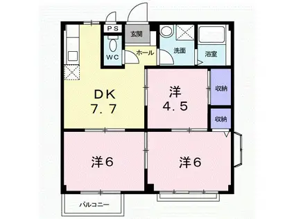 エルディム桜本B(3DK/2階)の間取り写真