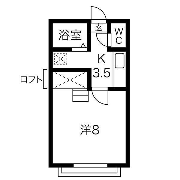 99アネックス(1K/2階)の間取り写真