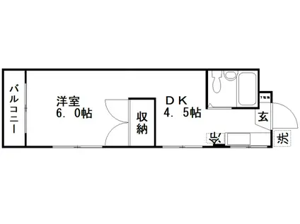 佐藤ビル(1DK/2階)の間取り写真