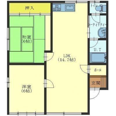 コーポすみれB棟(2LDK/1階)の間取り写真