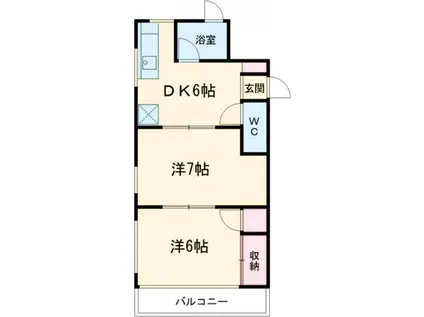 ニュー双葉マンション1号棟(2DK/3階)の間取り写真