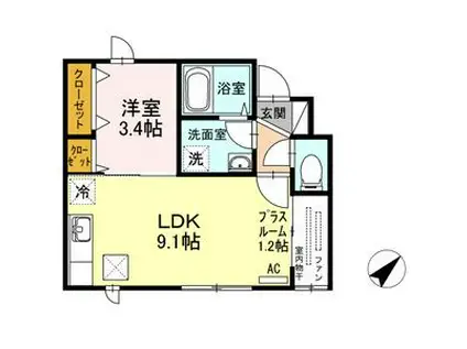 アスティII(1LDK/1階)の間取り写真