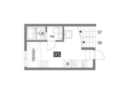 カラスヤマテラスN(ワンルーム/1階)の間取り写真