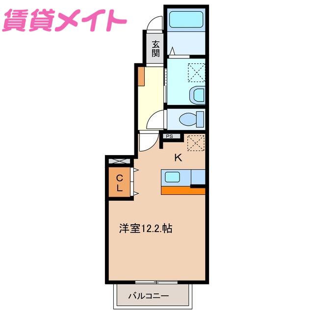 エアリー谷口B(ワンルーム/1階)の間取り写真