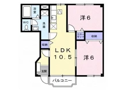 アクロスI(2LDK/1階)の間取り写真