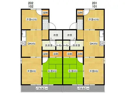 アルカディアA(3DK/2階)の間取り写真