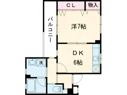 イースト(1DK/4階)の間取り写真