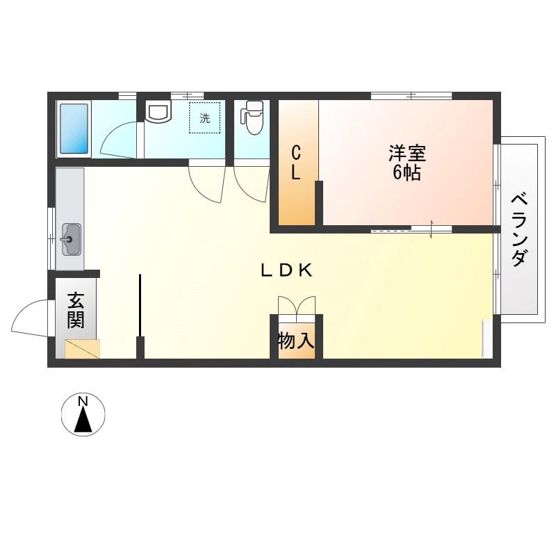 フォンテーヌセブン(1LDK/2階)の間取り写真