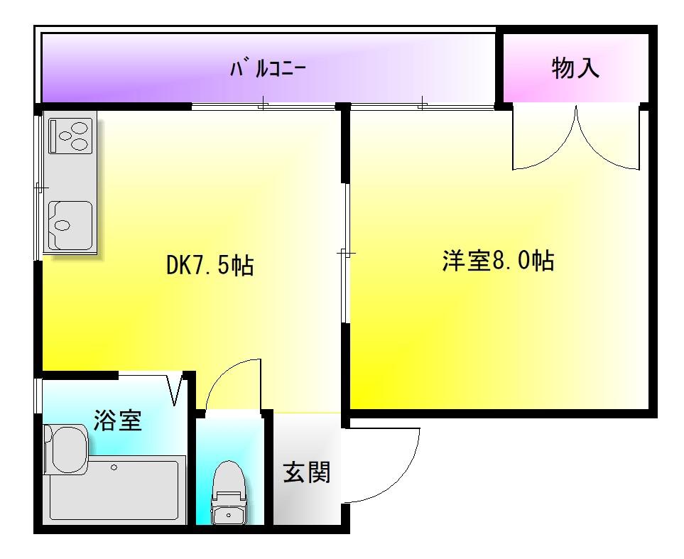 ST山本(1DK/2階)の間取り写真