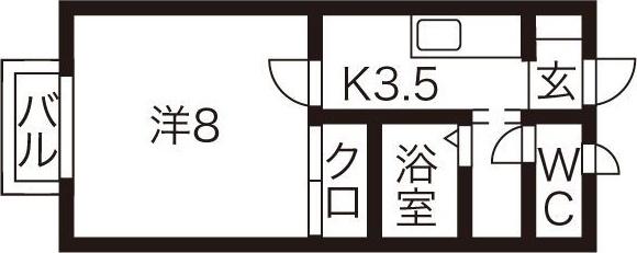 レーベン(1K/2階)の間取り写真
