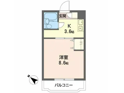 セイントフローレンスII(1K/2階)の間取り写真