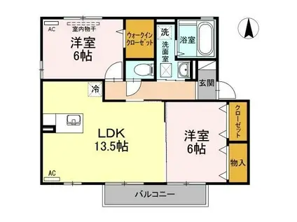 セジュールフレアB棟(2LDK/2階)の間取り写真