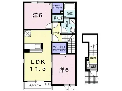 フェイスピュア(2LDK/2階)の間取り写真