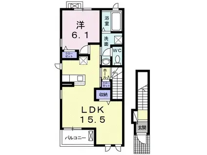 ユニットロル手光 B(1LDK/2階)の間取り写真