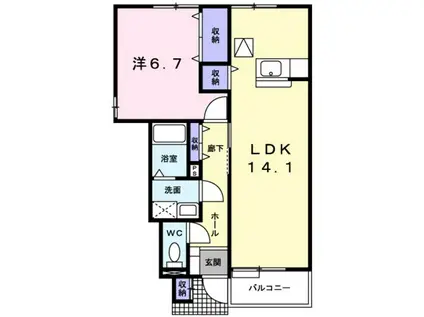 ベルフォールIIB(1LDK/1階)の間取り写真