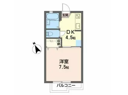 YYシーサイドパレス弐号館(1DK/2階)の間取り写真