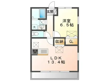 ルネス・リバーサイドKITAJIMA(1LDK/1階)の間取り写真