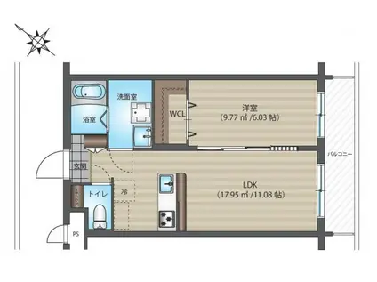 SPRING GARDEN(1LDK/3階)の間取り写真