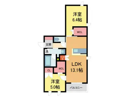 タウンコート伊丹(2LDK/3階)の間取り写真
