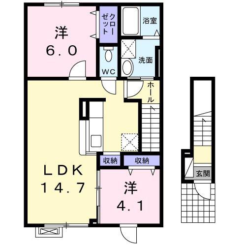 シェーネ ブリーゼ(2LDK/2階)の間取り写真